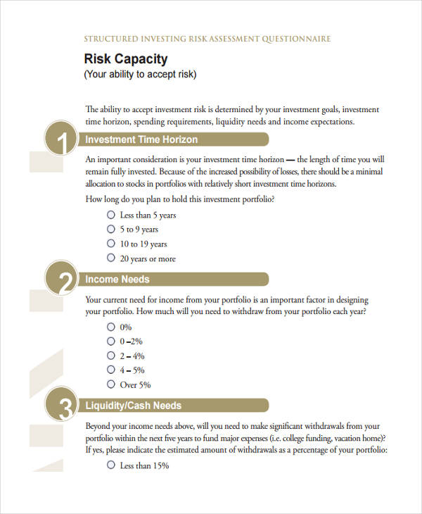 Risk Assessment Questionnaire 9+ Examples, Format, Pdf Examples